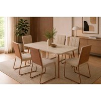 Mesa Sala Jantar Stellar 160cm+6 Cadeiras Nina Rose Carraro