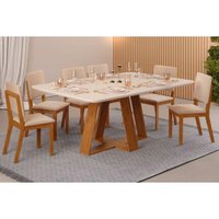 Mesa Sala Jantar Celeste + 6 Cadeiras Talia Cedro DJ Móveis