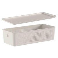 Cesto Organizador 4,5L Tampa Flow 34x15cm Bege Ou Multiuso Decorativa