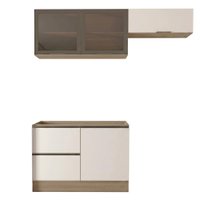 Cozinha Armario 3 Peças Balcao Para Pia Etna Carvalho Oak Off White POLIMAN