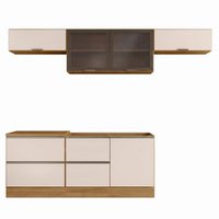 Cozinha Armario 5 Peças Balcao Pia Etna Carvalho Oak Off White POLIMAN
