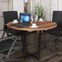 Mesa Escritório de Reunião 110 cm Redonda Multimóveis CR25331 Sevilha/Preto
