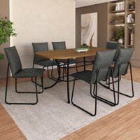 Conjunto de Sala de Jantar 6 Cadeiras Concept Carraro Freijó Preto