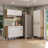 Armário de Cozinha Compacta Arizona Prime Two Carraro Carvalho com Branco