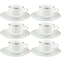 Jogo 6 Xícaras Café com Pires em Porcelana 90ml Legacy Gold Mesa Posta Servir