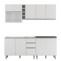 Cozinha Armario 6 Peças 200 cm Balcao Pia Evidence Branco POLIMAN