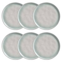 Conjunto 6 Pratos Sobremesa 21cm Bio Mar Cerâmica Stoneware Porto Brasil Mesa Posta