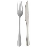 Jogo 12 Talheres Faqueiro Faca Churrasco Aço Inox Positano Garfo Mesa Posta Refeições Lyor