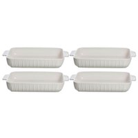 Conjunto 4 Travessas com Alças Refratária 3L Porcelana Branca Forno Servir 37cm Blanc New Bone China