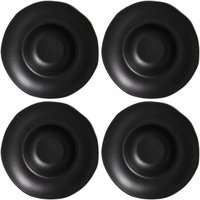 Jogo 4 Pratos Fundos de Massa Porto Brasil Preto Matte 25cm Cerâmica Stoneware Orgânico