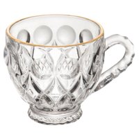 Jogo 12 Xícaras para Café 80ml Vidro Fio de Ouro Lile Lyor Cafezinho Clínica Recepção Atendimento