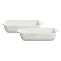2 Travessas Refratária 25cm Porcelana Branca 1,2L Assadeira Forno Assar Blanc New Bone China