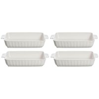 Kit 4 Travessas Refratária 31cm com Alças Porcelana Branca 1,9L Forno Mesa Posta New Bone China
