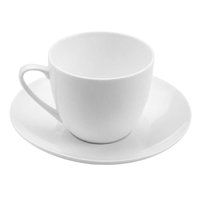 Conjunto 24 Xicaras de Chá Café com Pires 220ml Lyor Porcelana Branca Clean Mesa Posta Cafés Chás