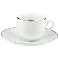 Jogo 36 Xícaras Café com Pires 90ml Legacy Gold Elegante Porcelana Bistrô Servir