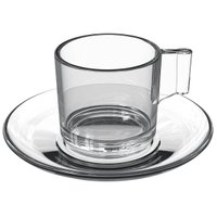 Jogo 12 Xícaras com Pires para Chá Café 185ml Vidro Transparente LHermitage Mesa Posta Cafeteria