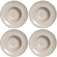 Jogo de 4 Pratos Cerâmica para Massa Bio Latte Porto Brasil Bege 25cm Orgânico