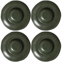 Conjunto 4 Pratos para Risotos Massas Porto Brasil Greenery 340ml Cerâmica Stoneware Verde