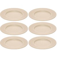 Jogo 6 Pratos para Sobremesa 20cm Bege Melamina Aveline Mesa Posta Servir Padaria