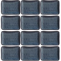 Kit 12 Pratos Retangulares Porto Brasil Juta Titanium 14x18cm Servir Entradas Sobremesas