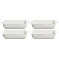 Jogo 4 Travessas Assadeiras 25cm Porcelana Branca 1,2L Forno Cozinha Blanc New Bone China