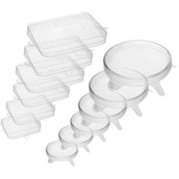 Jogo 12 Tampas Retangulares e Redondas Silicone Flexível Universal Lyor