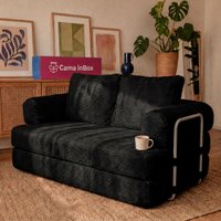Sofá Cama Elo 1,90m Xpand Tech Tecido Velourê Preto Cama inBox