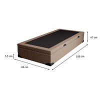 Base p/ Cama Box Solteiro Martin Premium com Baú Linho (47x88x188 cm) Bege