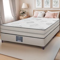 Cama Box Casal Colchão + Box 138x188x63 Spring Zen com Molas Ensacadas Cinza Cama inBox
