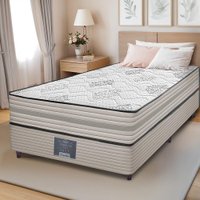 Cama Box Solteiro Colchão + Box 88x188x63 Spring Zen com Molas Ensacadas Cinza Cama inBox
