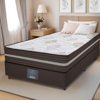 Cama Box Solteiro Colchão  + Box 88x188x63 Spring Zen com Molas Ensacadas Marrom Cama inBox