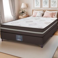 Cama Box Casal Colchão + Box 138x188x63 Spring Zen com Molas Ensacadas Marrom Cama inBox