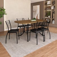 Conjunto de Sala de Jantar 6 Cadeiras Miami Carraro Freijó Preto