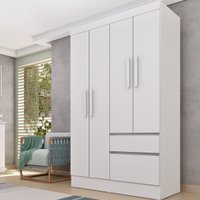 Guarda-roupa Solteiro com 4 Portas e 2 Gavetas 108cm Multimóveis CR35496 Neve