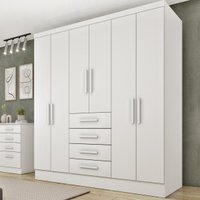 Guarda-roupa Casal com 6 Portas e 4 Gavetas 180cm Multimóveis CR35481 Neve