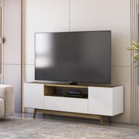 Rack para TV até 72 Polegadas com 3 Portas Retrô 182cm Multimóveis CR45367 Mel/Branco