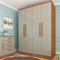 Guarda-roupa Solteiro com 4 Portas e 2 Gavetas 133cm Multimóveis CR35480 Cinamomo/Off White