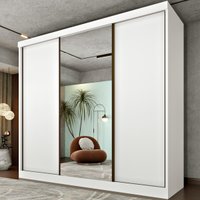 Guarda-roupa Casal com Espelho 3 Portas de Correr e 4 Gavetas 240cm Multimóveis CR35486 Neve