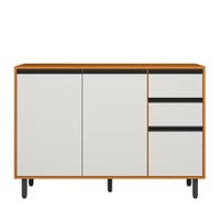 Balcao Com Tampo 120 cm 3 Portas 2 Gavetas Ravena Freijo Off Acetinado POLIMAN