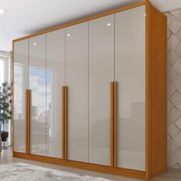 Guarda-roupa Casal com 6 Portas e 6 Gavetas 274cm Multimóveis CR35499 Cinamomo/Off White