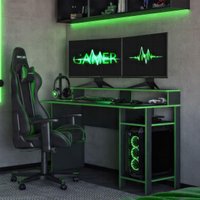 Mesa Gamer para Computador 136cm Multimóveis CR25357 Grafite/Verde