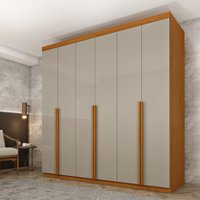 Guarda-roupa Casal com 6 Portas e 4 Gavetas 218cm Multimóveis CR35492 Cinamomo/Off White