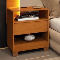 Mesa de Cabeceira com 1 Gaveta 2 Nichos e Entrada USB 46cm Multimóveis CR35471 Cinamomo