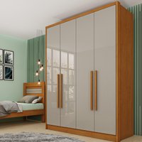 Guarda-roupa Casal com 4 Portas e 2 Gavetas 165cm Multimóveis CR35487 Cinamomo/Off White