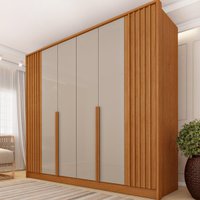 Guarda-roupa Casal com 6 Portas e 4 Gavetas 244cm Multimóveis CR35490 Cinamomo/Off White