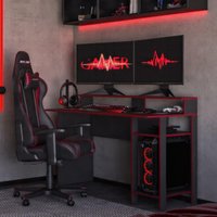 Mesa Gamer para Computador 136cm Multimóveis CR25357 Grafite/Vermelho