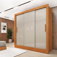 Guarda-roupa Casal com 3 Portas de Correr e 4 Gavetas 190cm Multimóveis CR35502 Cinamomo/Off White