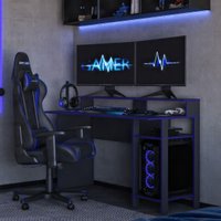 Mesa Gamer para Computador 136cm Multimóveis CR25357 Grafite/Azul