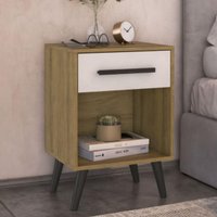 Mesa de Cabeceira com 1 Gaveta e Nicho Retrô Multimóveis CR35503 Mel/Branco