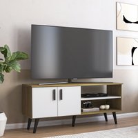 Rack para TV até 50 Polegadas com 2 Portas Retrô 121,2cm Multimóveis CR45366 Mel/Branco
